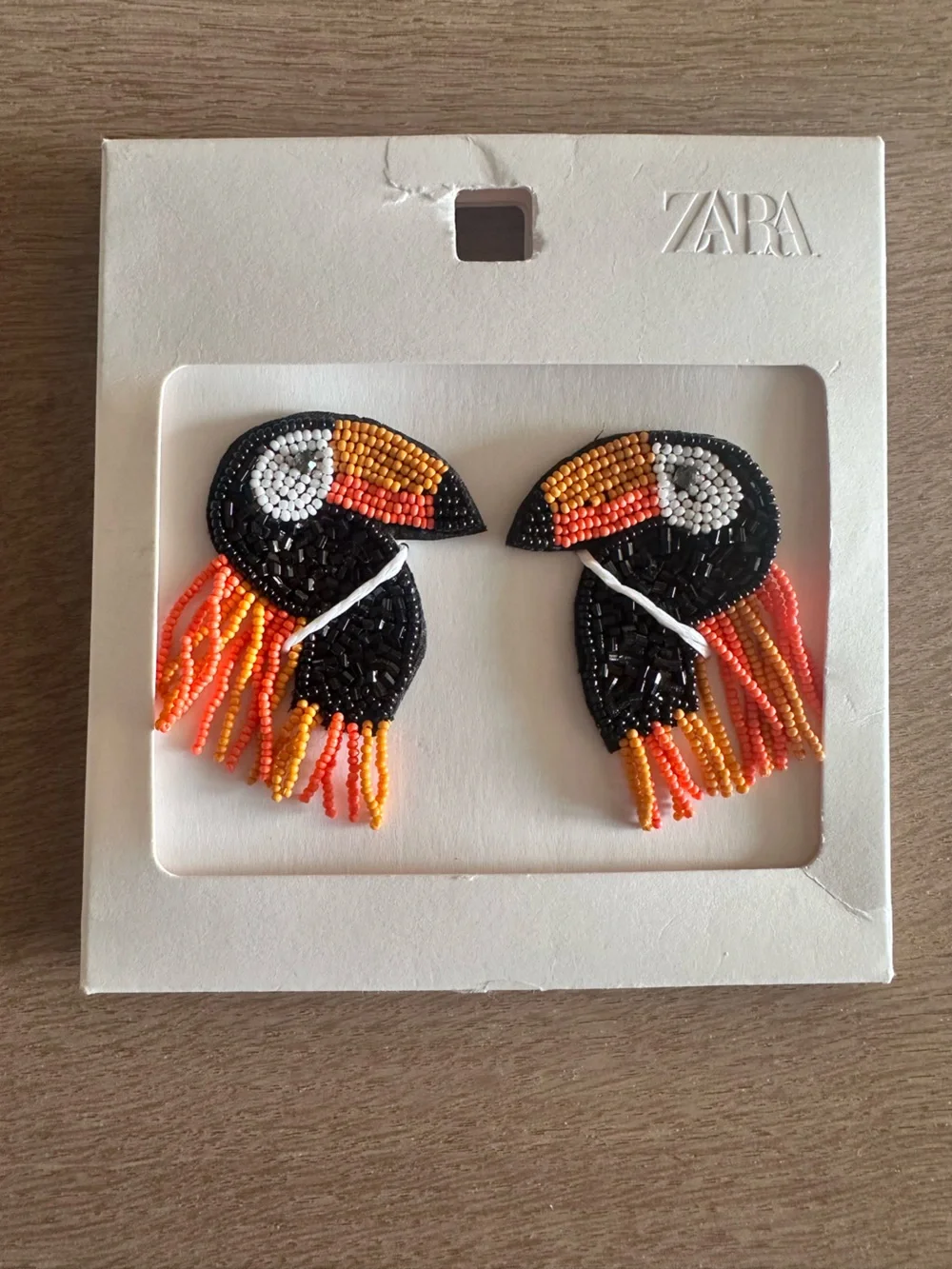 Zara Toucan Beaded Fringe Earrings